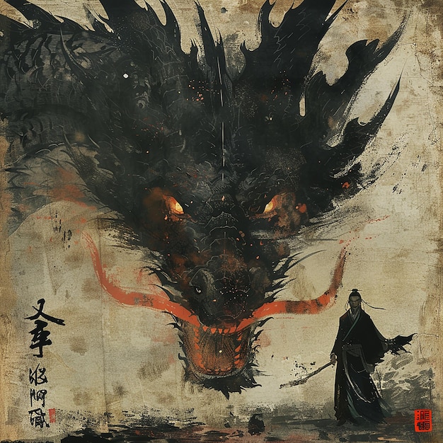 Great Chinese Ancient StyleIn the air In front of him was a black dragon