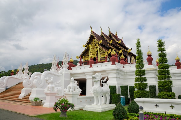 Great church in garden at chiang mai