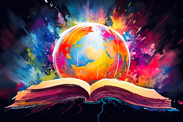 The Great Commission A Bright and Colourful Concept of Christian Faith with a Bible Book in