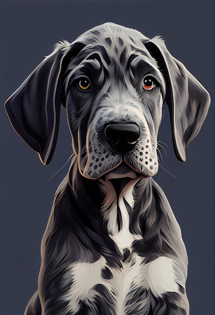 Great Dane Portrait Cute Puppy Dog High Quality Print vector Art Graphic print