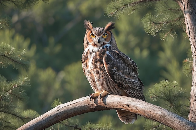 Great Horned Owl in a forest