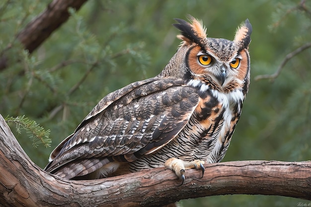 Great Horned Owl in a forest