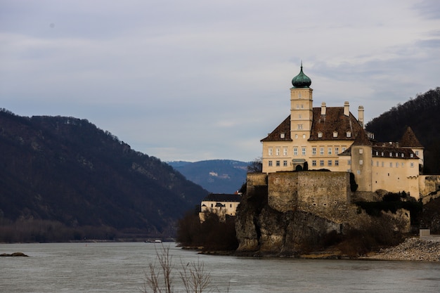 Great monastery between the mountains of Wachau valley