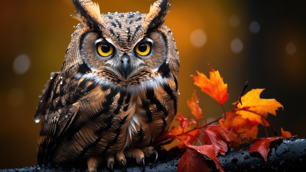 Great owl HD 8K wallpaper Stock Photographic Image