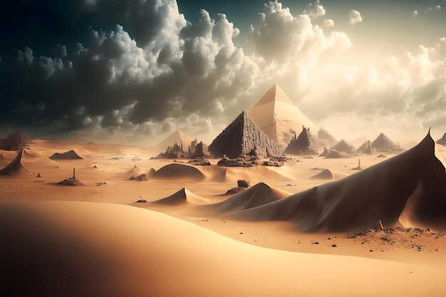 Great pyramids from giza egypt in sunny daytime neural network ai generated art