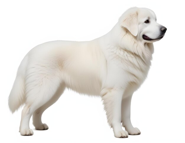 Photo great pyrenees dog breed dog sitting on a white background