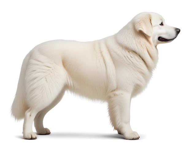 Great Pyrenees Dog breed dog sitting on a white background