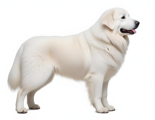 Photo great pyrenees dog breed dog sitting on a white background