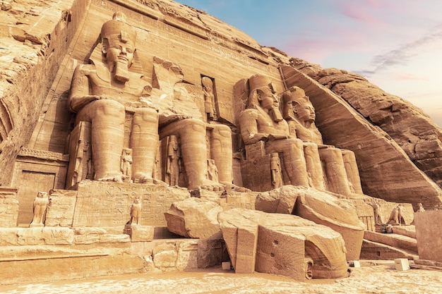 The Great Temple of Ramesses II and the Colossals, Abu Simbel, Egypt .