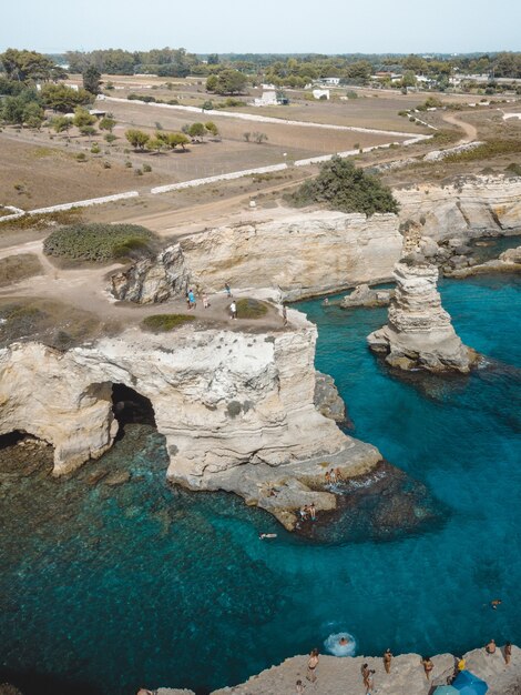 A great view on faraglioni di sant'andrea in puglia