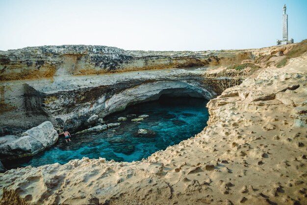 A great view on the  "grotta della poesia" in puglia