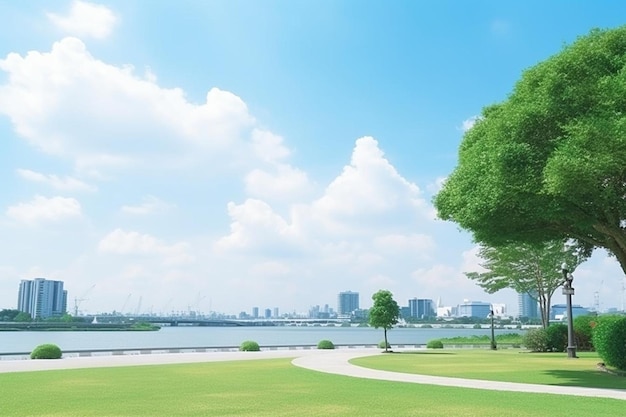 Great view of park with city background