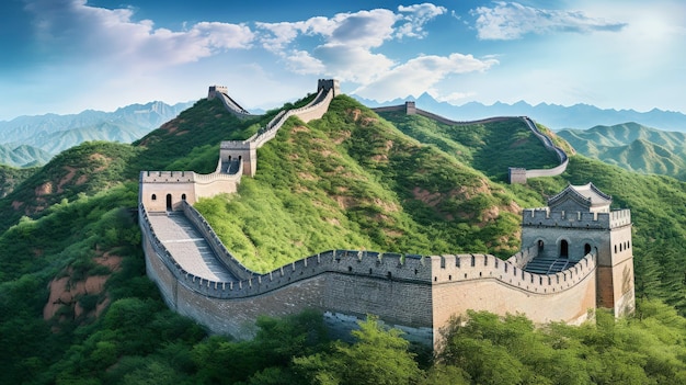 The great wall of china winding fortress historic landmark Created with Generative AI technology