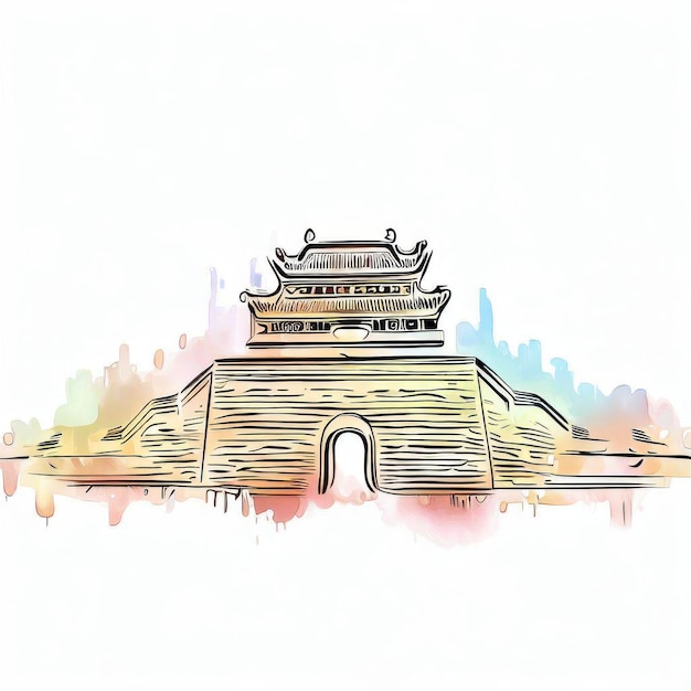 Great Wall Splendor Watercolor Illustration Generative AI