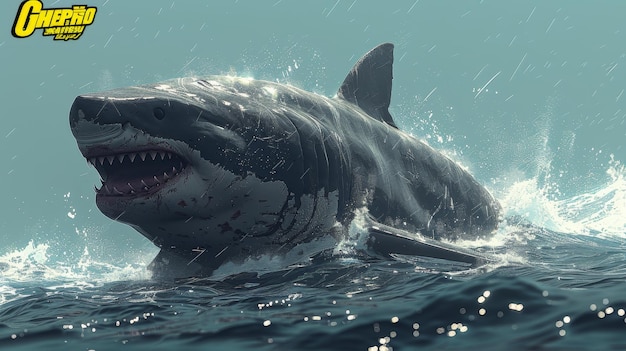 Great White Shark Emerging From the Water