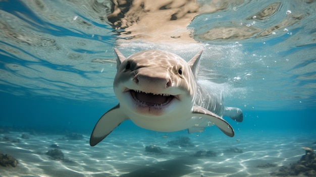 great white shark HD 8K wallpaper Stock Photographic Image