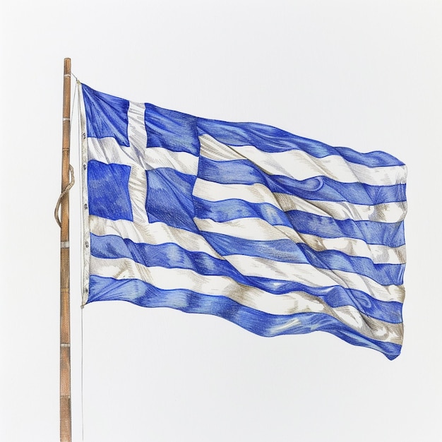 Greece flag Grecian national flag drawing on white background