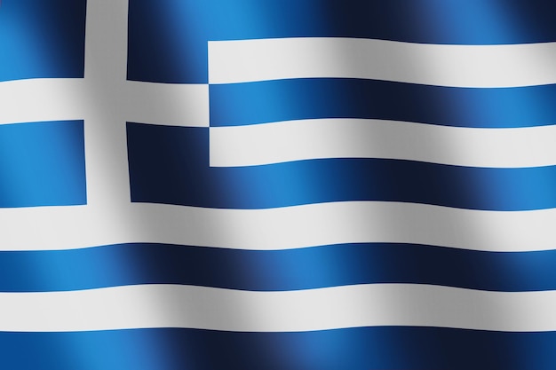 Greece national flag with equal stripes of blue alternating with white and white cross in upper hoistside corner with smooth wind wave for banner or background National Symbol Waves ripples on flag