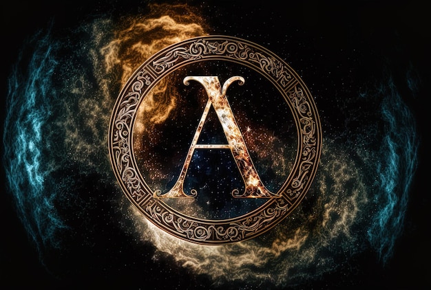 Greek alphabet symbol alpha sign alpha letter and background of space