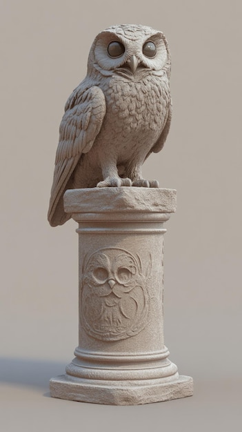 Photo greek coin with an image of an owl in a museum display under soft spotlight