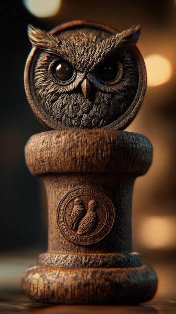 Photo greek coin with an image of an owl in a museum display under soft spotlight