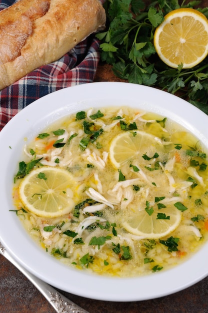 Greek lemon chicken soup