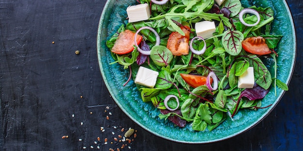 Greek salad vegetables cheese vegetarian snack