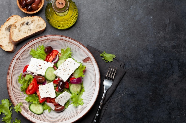 Greek salad with fresh vegetables and feta cheese