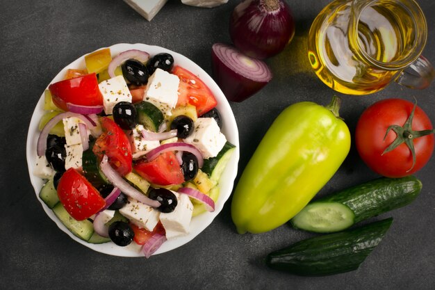 Greek salad with fresh vegetables