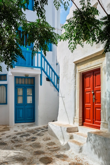 Greek street on mykonos island