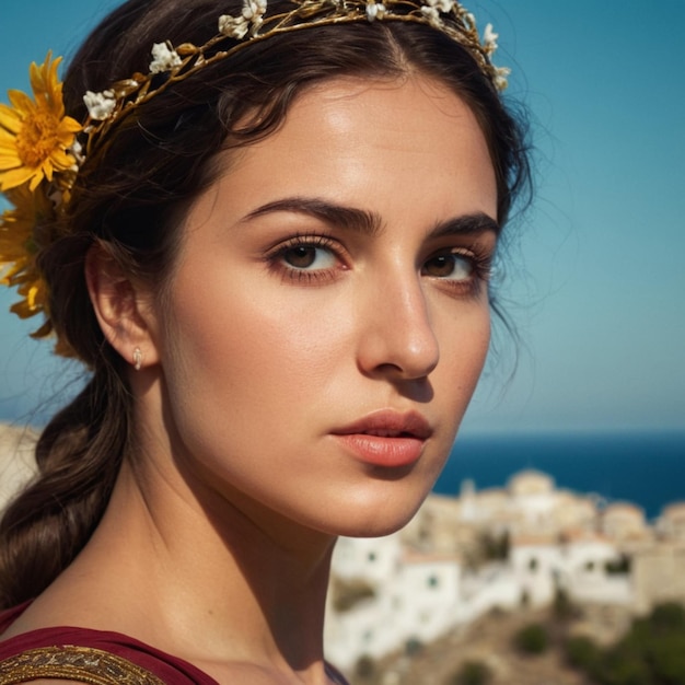 a Greek woman in a photo session