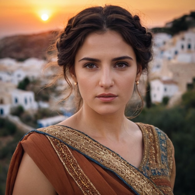 a Greek woman in a photo session