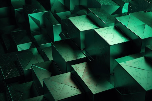 A green 3d box abstract background