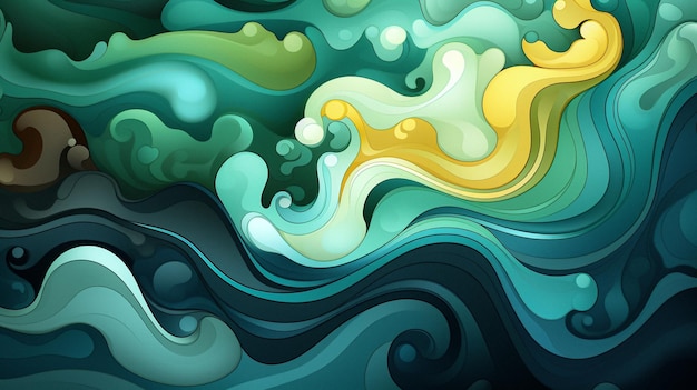 green abstract 3d waves background