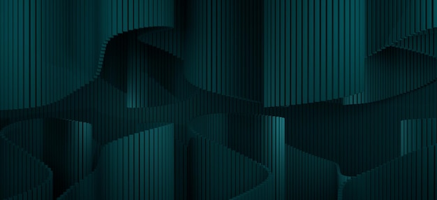 Green abstract background. Wavy overlap on a dark background for your design. 3 d render