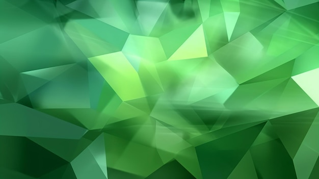 a green abstract background with triangles and a blurry background