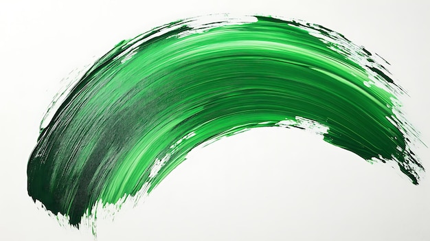 Green Abstract Brushstroke on White Background