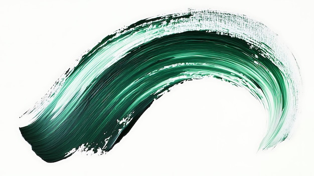 Green Abstract Brushstroke on White Background