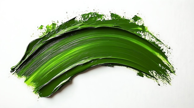 Green Abstract Brushstroke on White Background