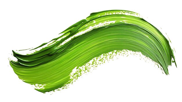 Green Abstract Brushstroke on White Background