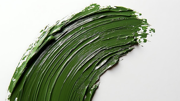 Green Abstract Brushstroke on White Background