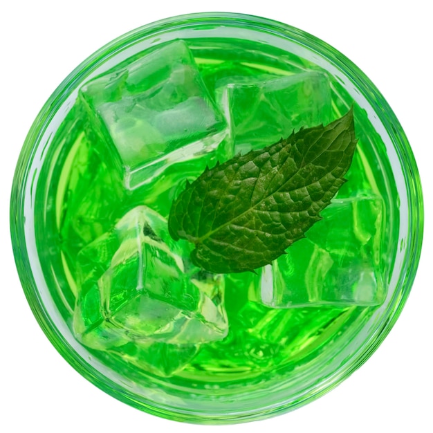 Green alcoholic cocktail with gin vodka ice