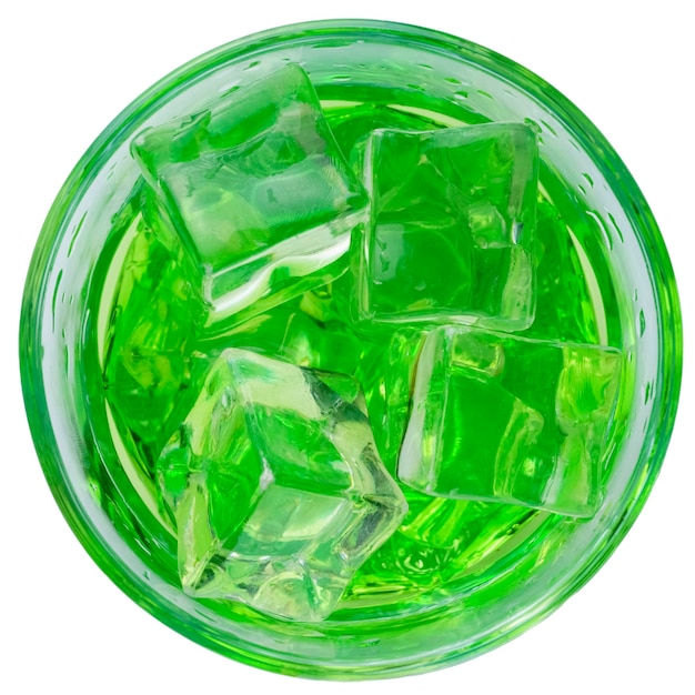 Green alcoholic cocktail with gin vodka ice