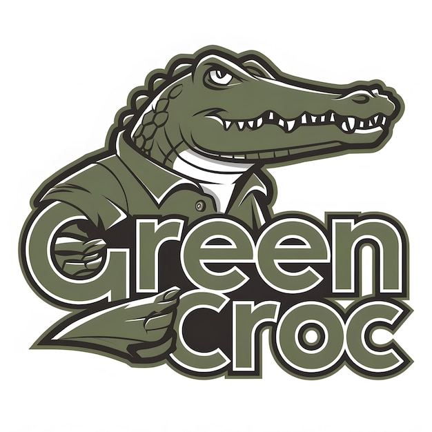 a green alligator that has the word green on it