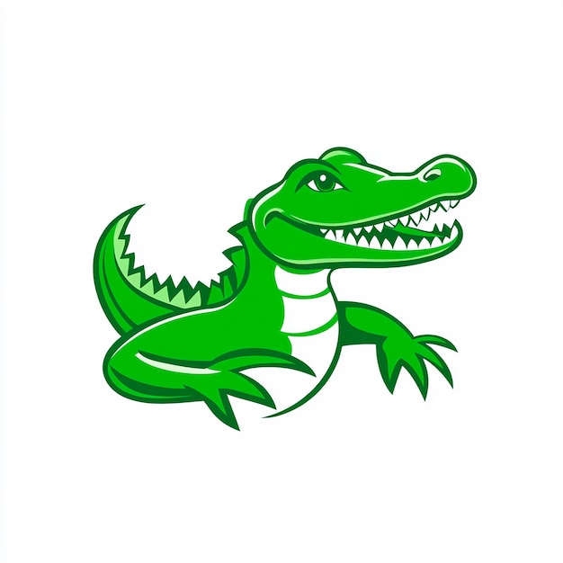 Photo a green alligator with a white background that says alligator