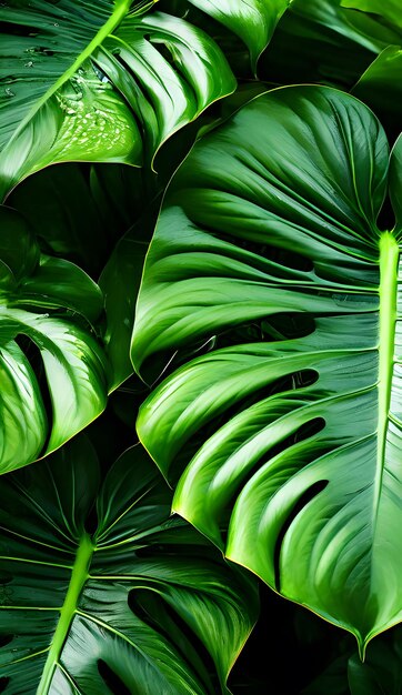 Green alocasia leaves background