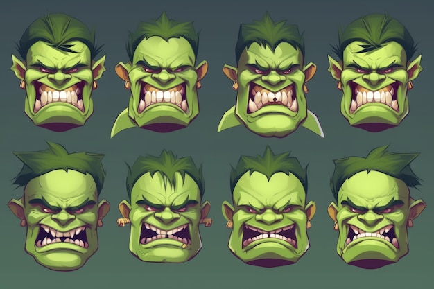 Green angry orc icon Generate Ai