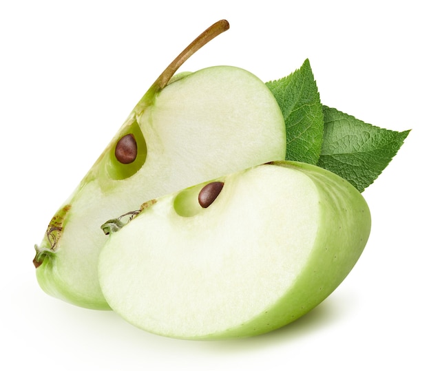 Green apple clipping path. Ripe whole apple fruit isolated on white background with clipping path