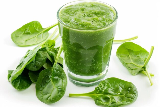 Green Apple Spinach Smoothie On White Background