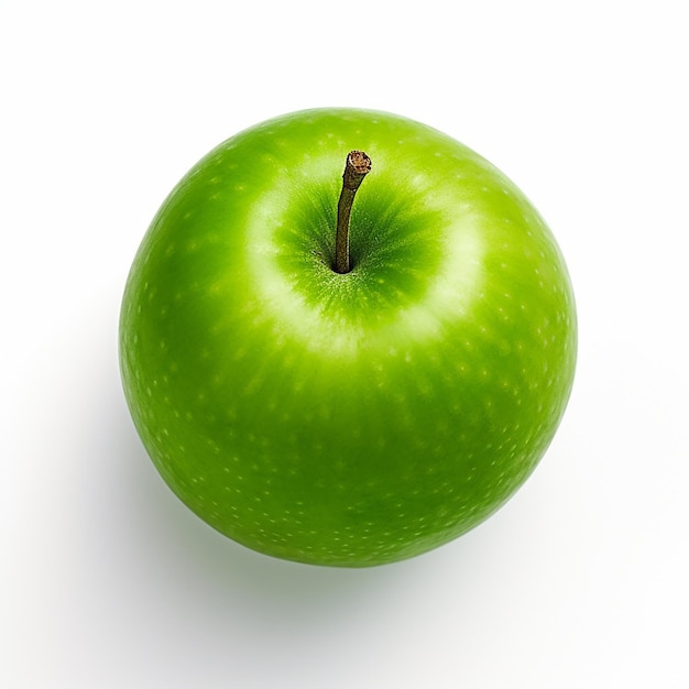 Green Apple Top View Isolation on Clear